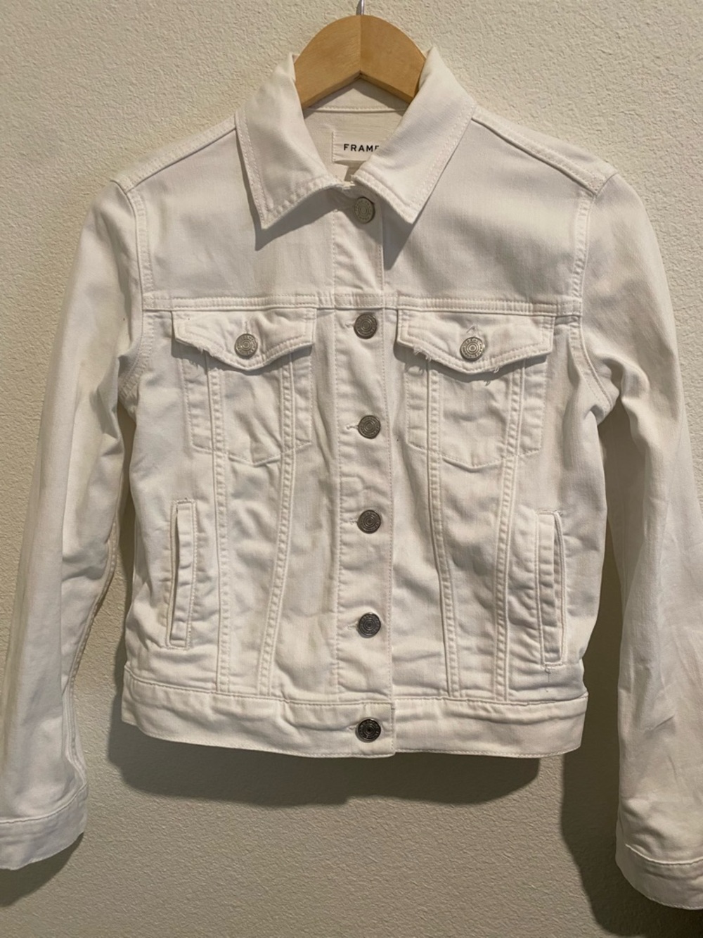 Frame Denim White Denim Jacket